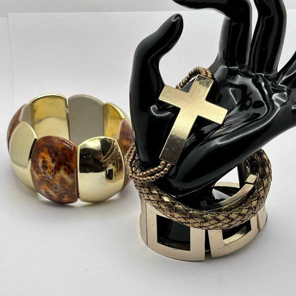 Gold & Brown Cross Bracelet Bundle